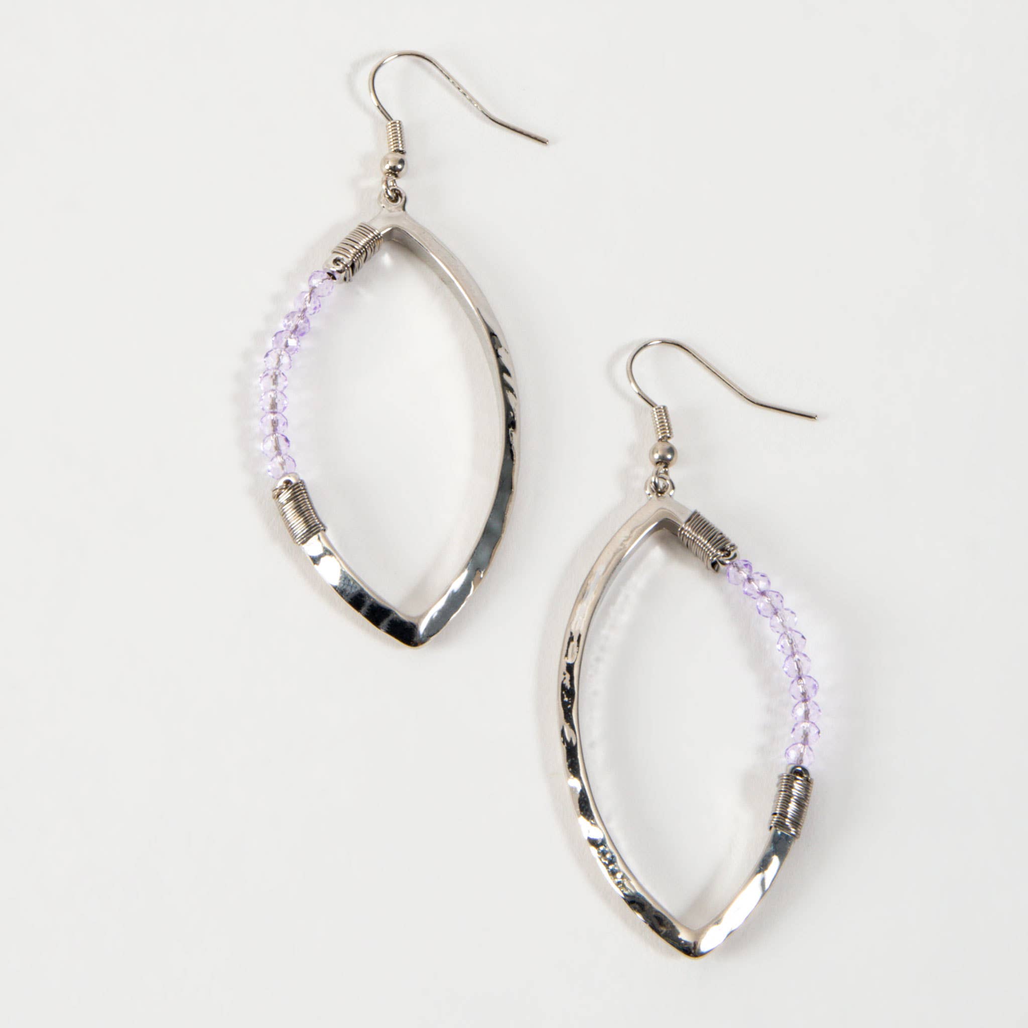 Haven Lavender Beaded Gold Marquise Drop Earring