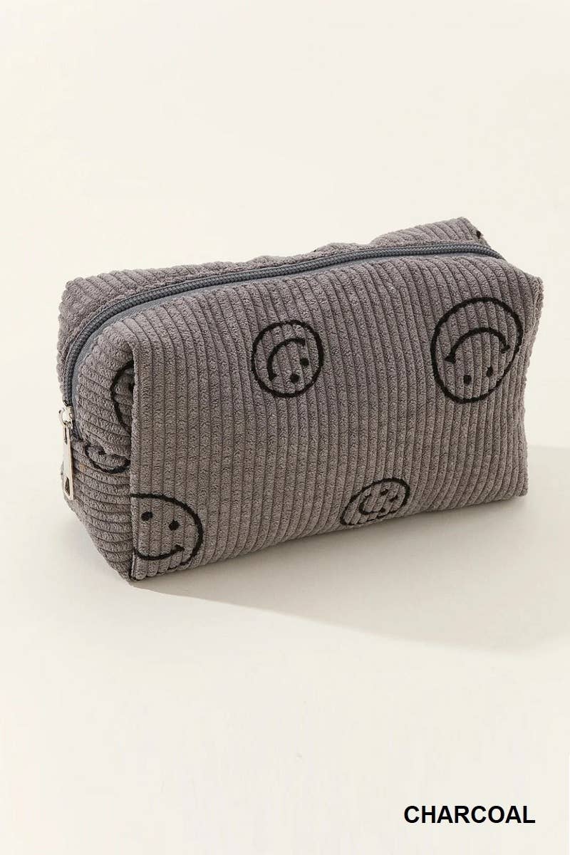 `.Corduroy cosmetic make up bag pouch