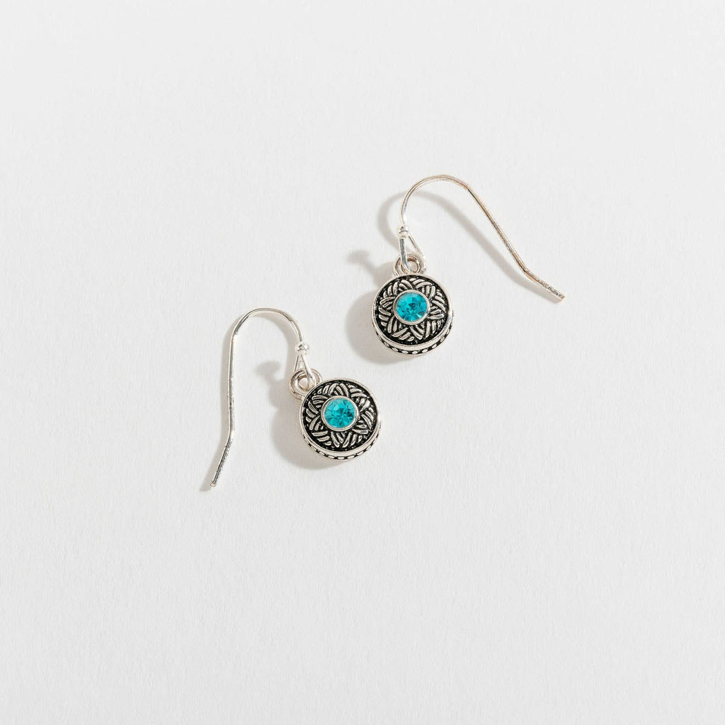 Silver with Stone Drop Ear Sense Earrings