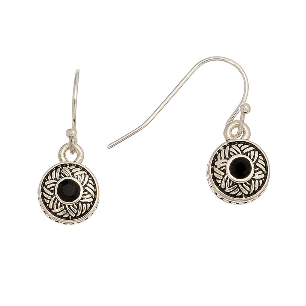 Silver with Stone Drop Ear Sense Earrings