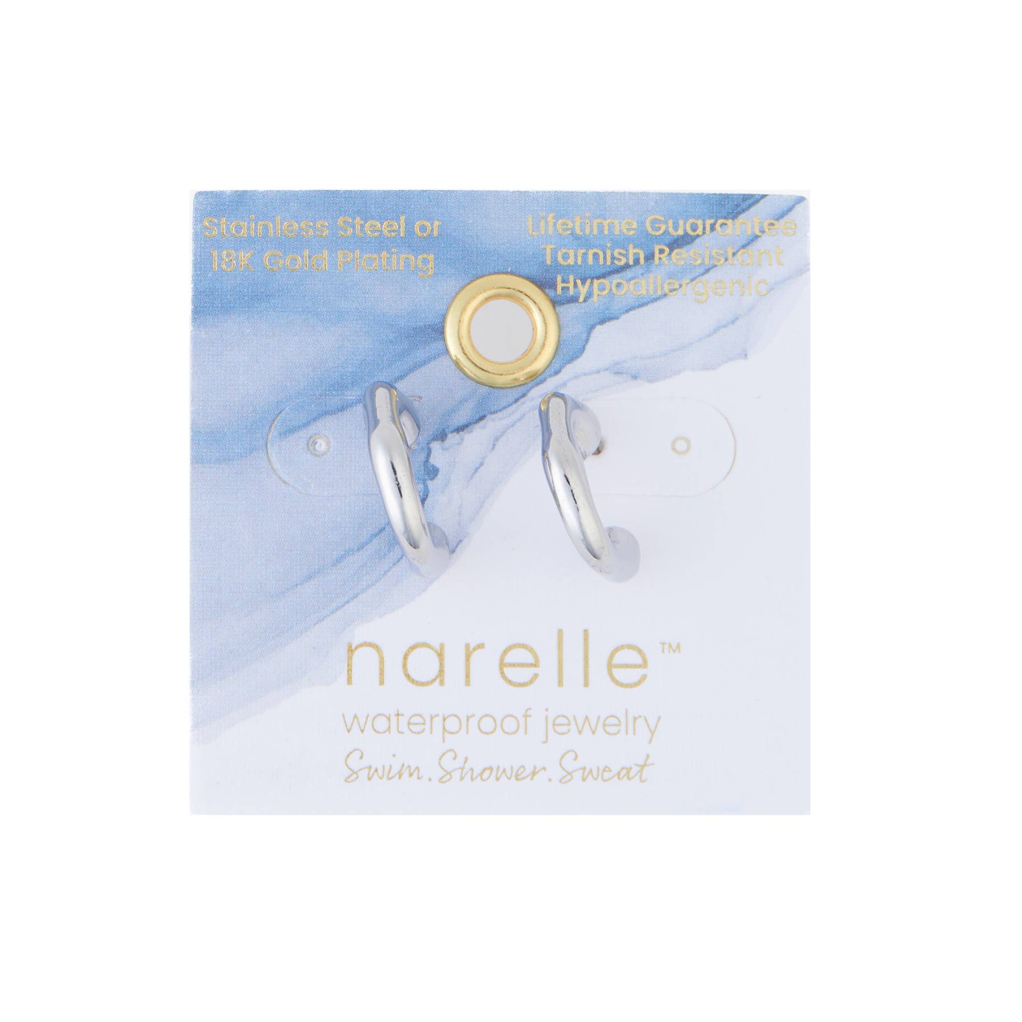 Waterproof Earrings Bamboo C-Hoop in Gold & Stainless Steel