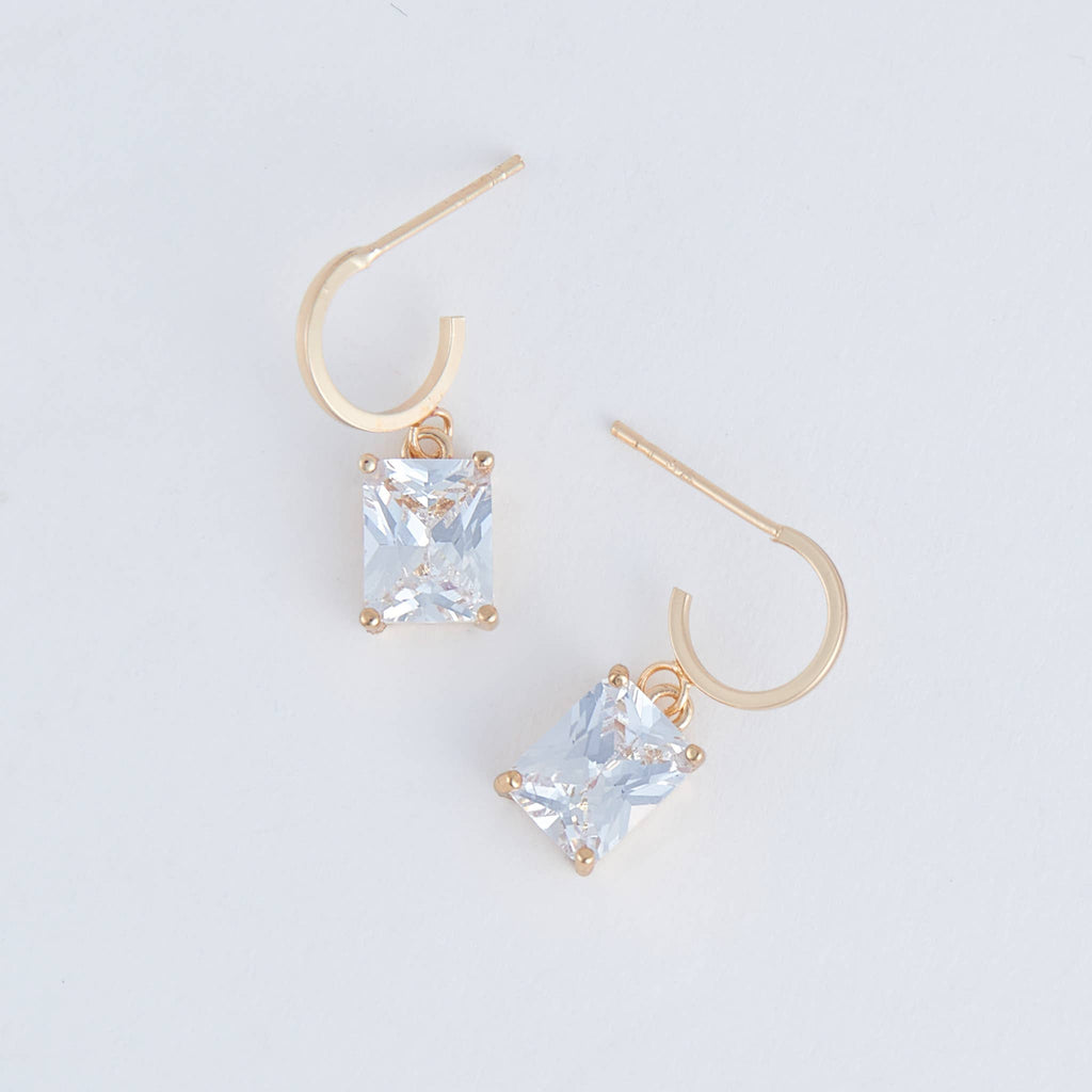 Dazzler Square Cubic Zirconia Hoop Earrings