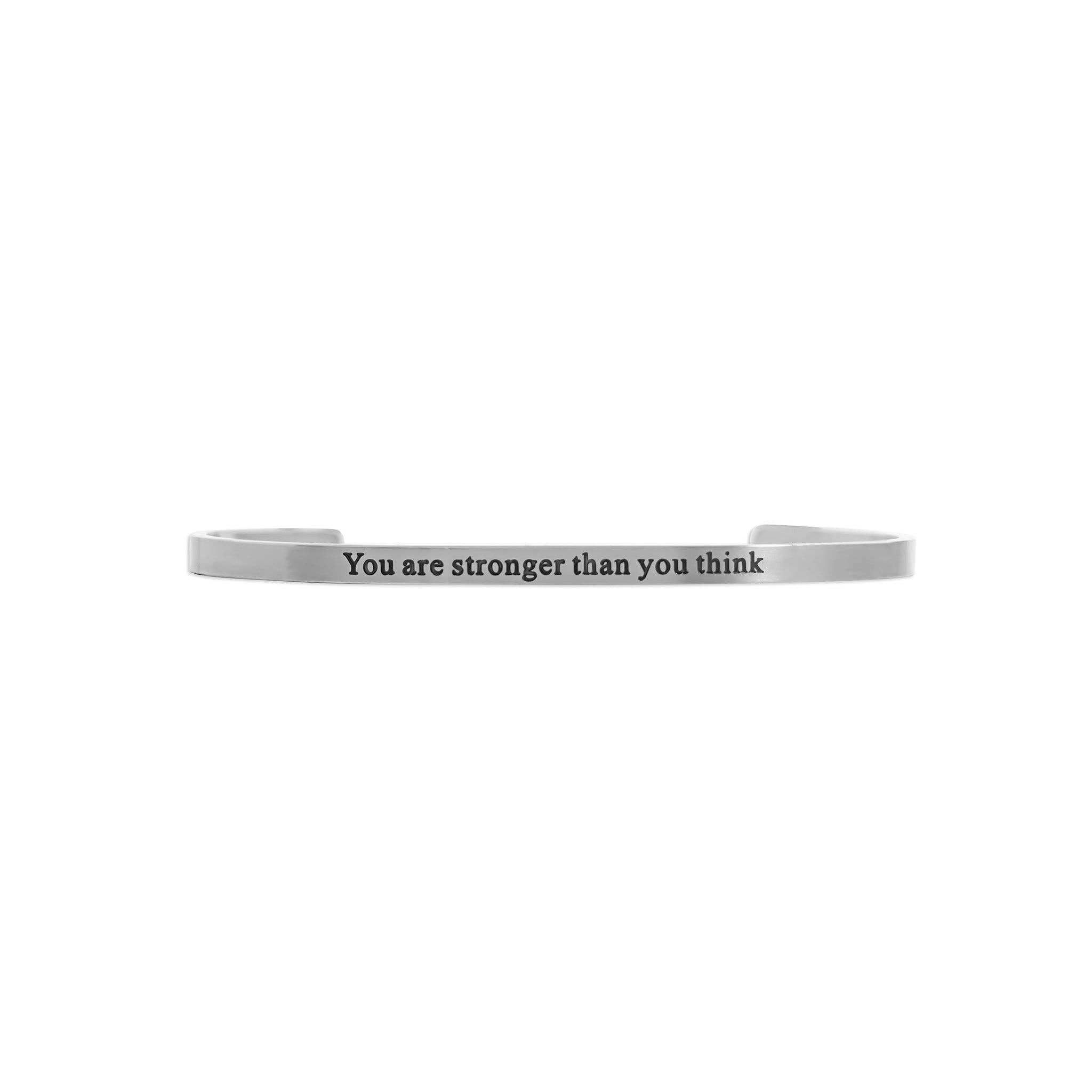 "You are stronger than you think" Engraved Bangle Bracelet