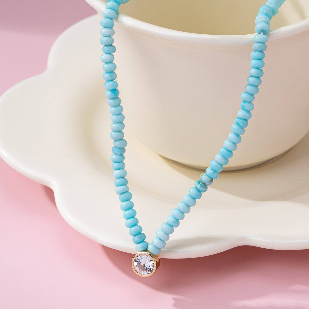 NATURAL SEMI PRECIOUS STONE BEADED CHARM NECKLACE | 80N92658
