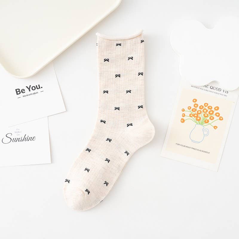 BOW MID CALF LENGTH SOCKS | 40S02078