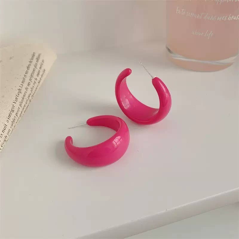 Retro High-Shine Acrylic Chunky Hoop Earrings | 40E478