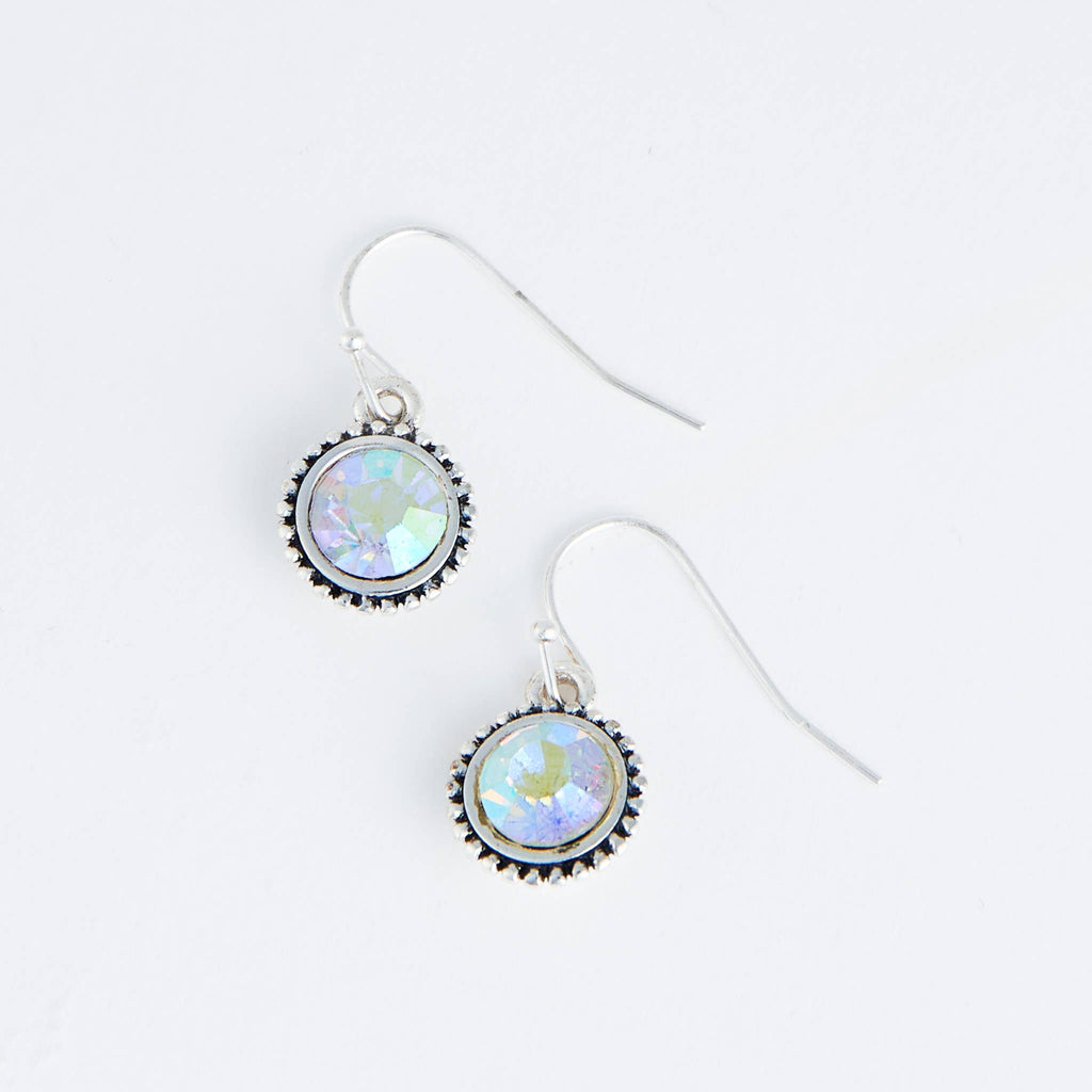 Silver Aurora Borealis Crystal Drop Earrings