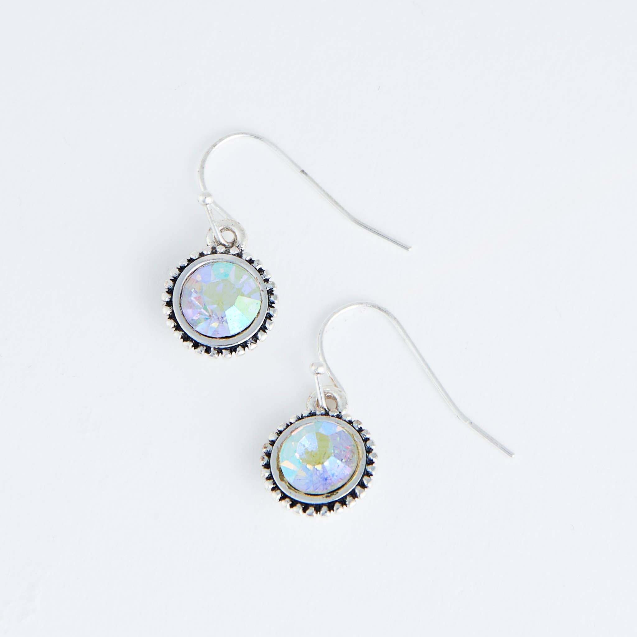 Silver Aurora Borealis Crystal Drop Earrings