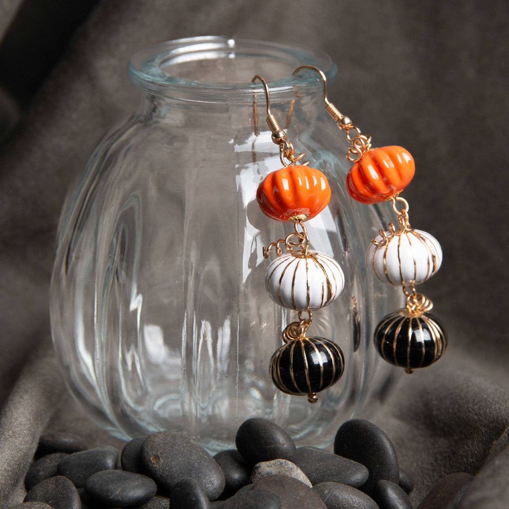 Halloween Linked Pumpkin Drop Earrings