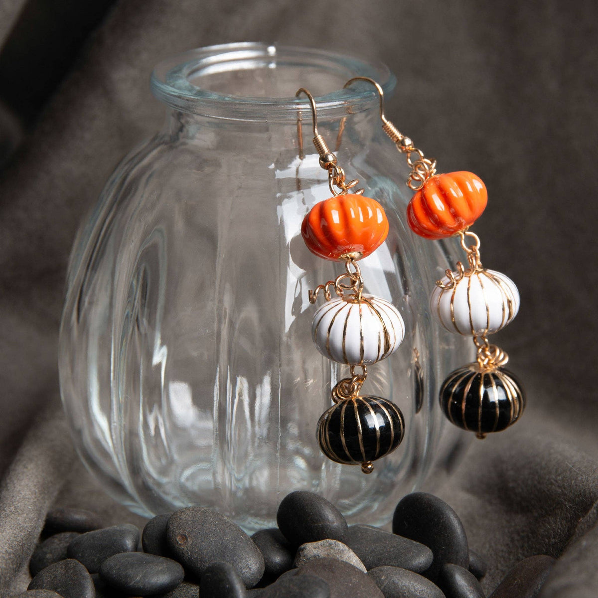 Halloween Linked Pumpkin Drop Earrings