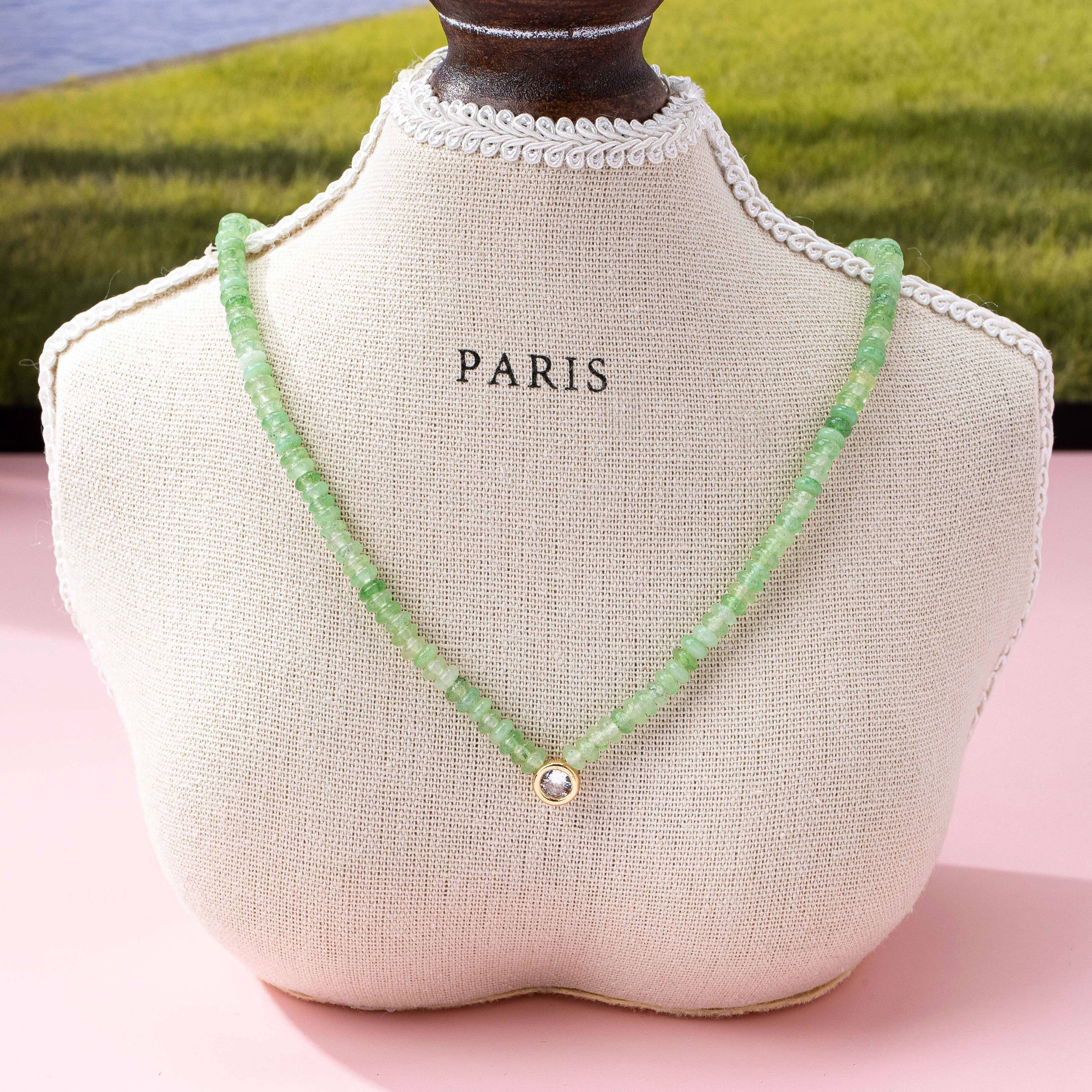 NATURAL SEMI PRECIOUS STONE BEADED CHARM NECKLACE | 80N92658