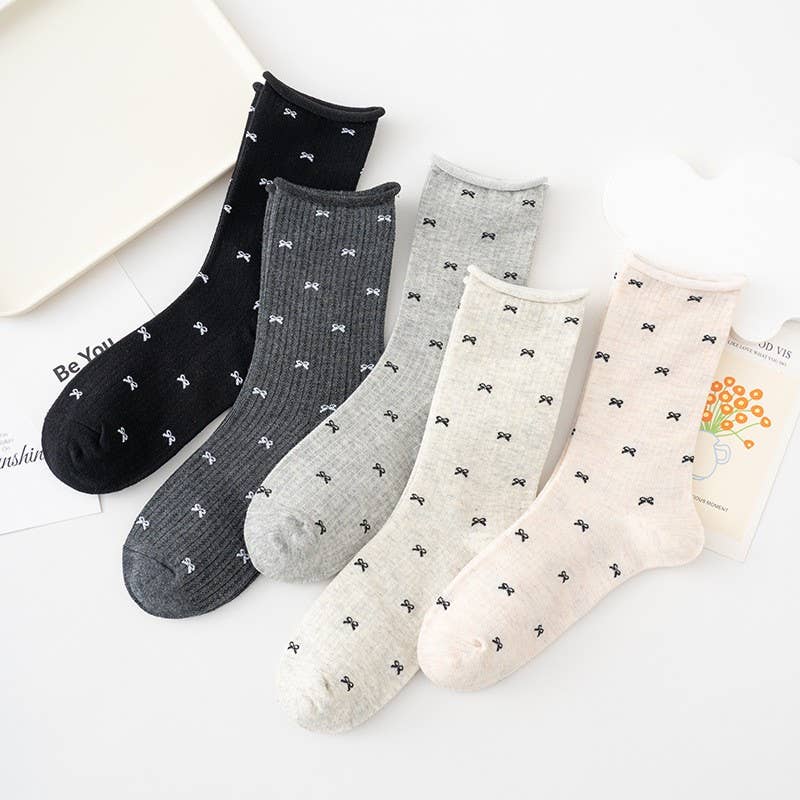 BOW MID CALF LENGTH SOCKS | 40S02078