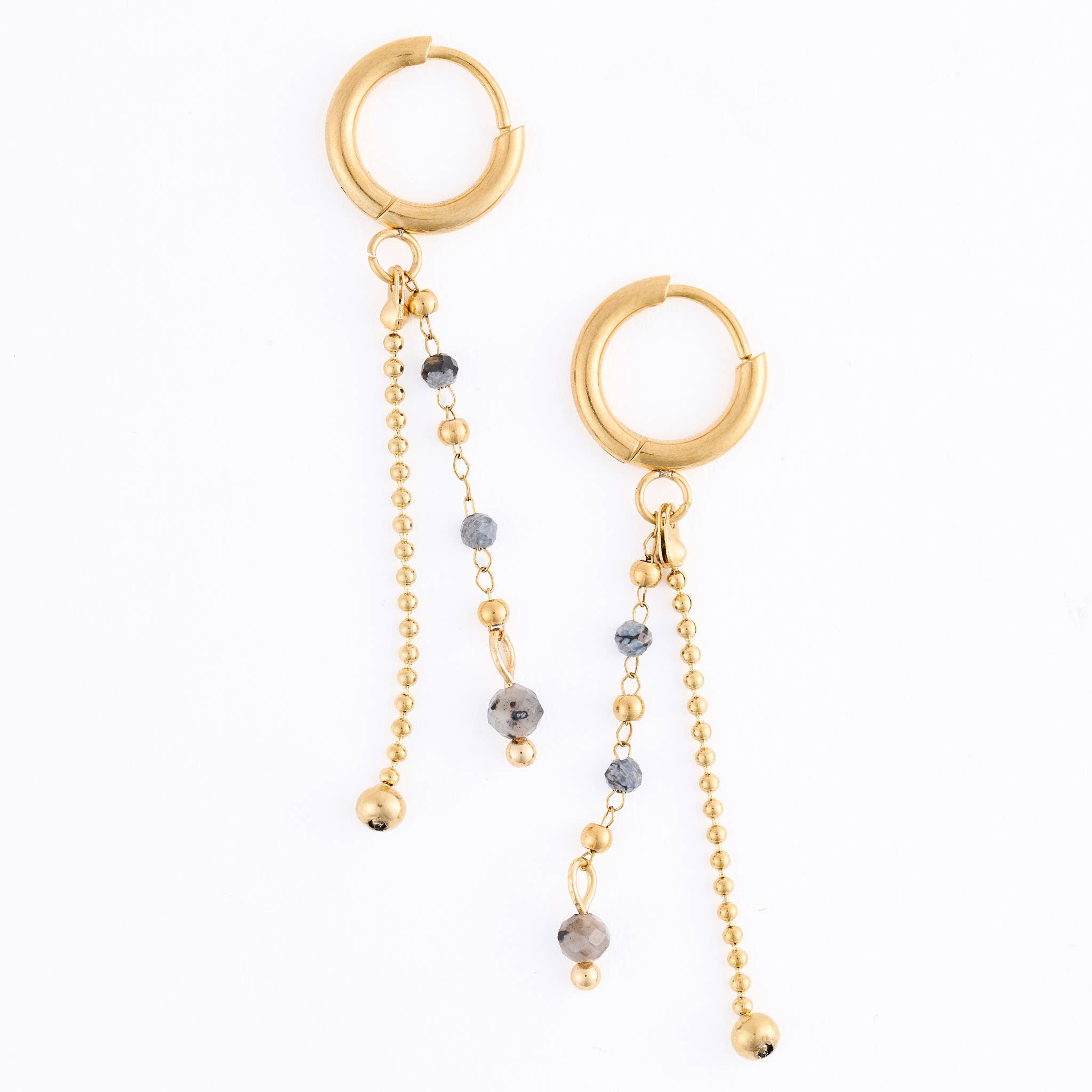 Waterproof Earrings Hoop Apatite Beaded Narelle Gold