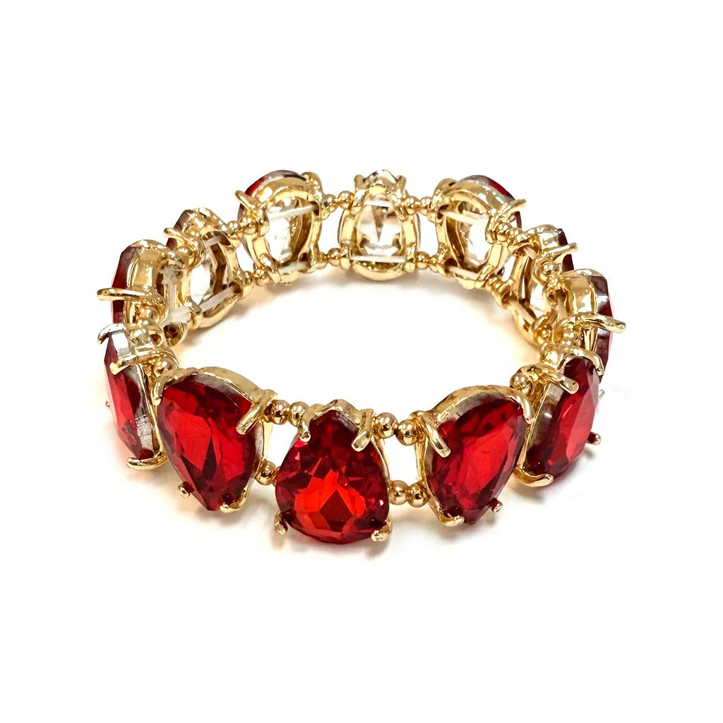 Teardrop Glass Crystal Bead Linked Stretch Bracelet