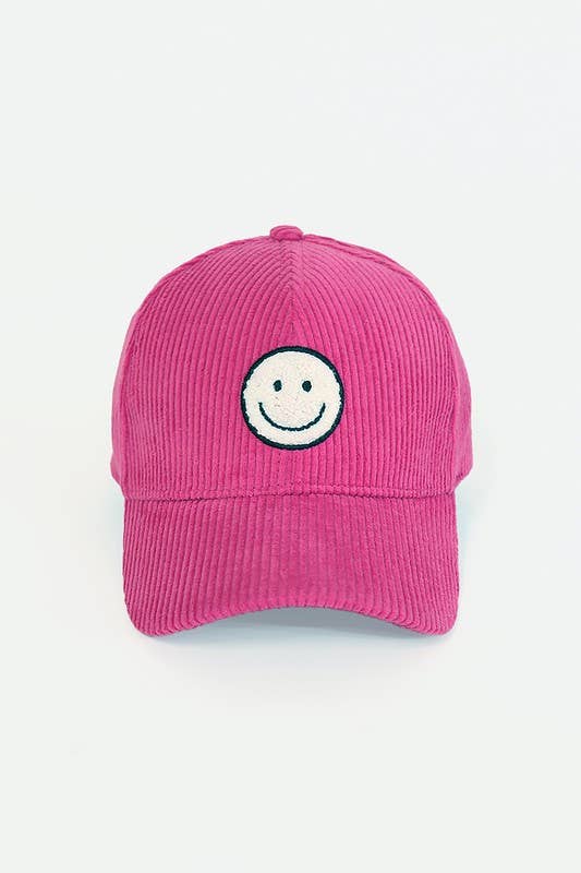 Smile Chenille Patch Corduroy Baseball Cap