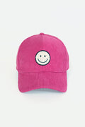 Smile Chenille Patch Corduroy Baseball Cap
