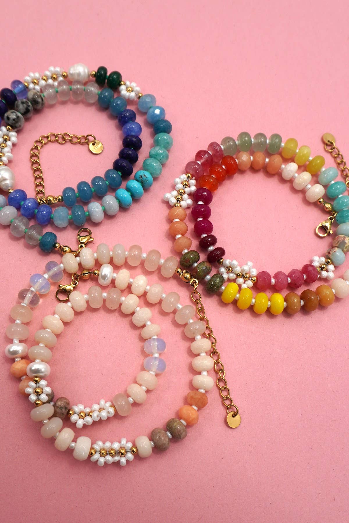 NATURAL STONE AGATE GLASS STAINLESS STEEL NECKLACE | 80N9204