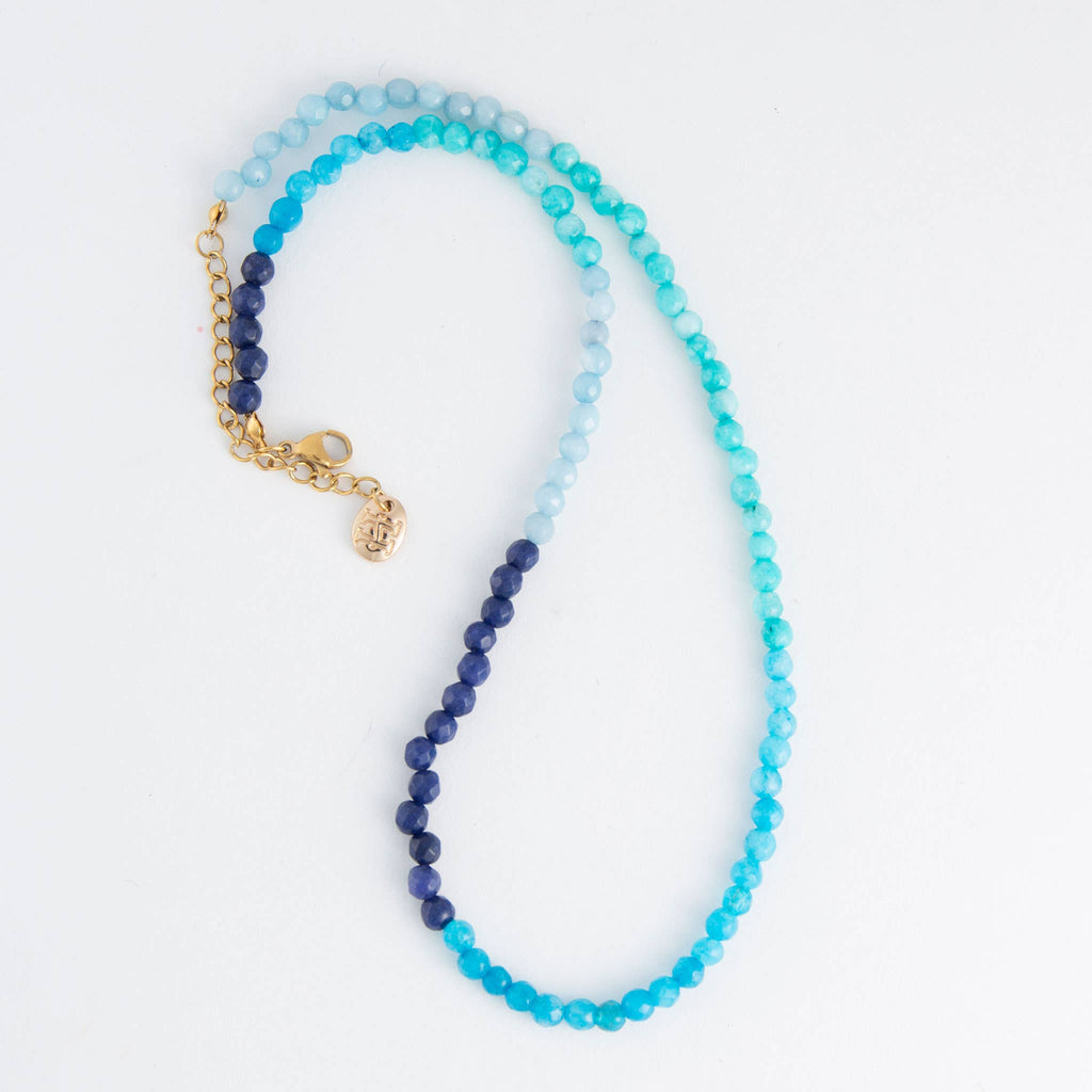 Maren Genuine Aventurine Stone Ombre 15" Beaded Necklace