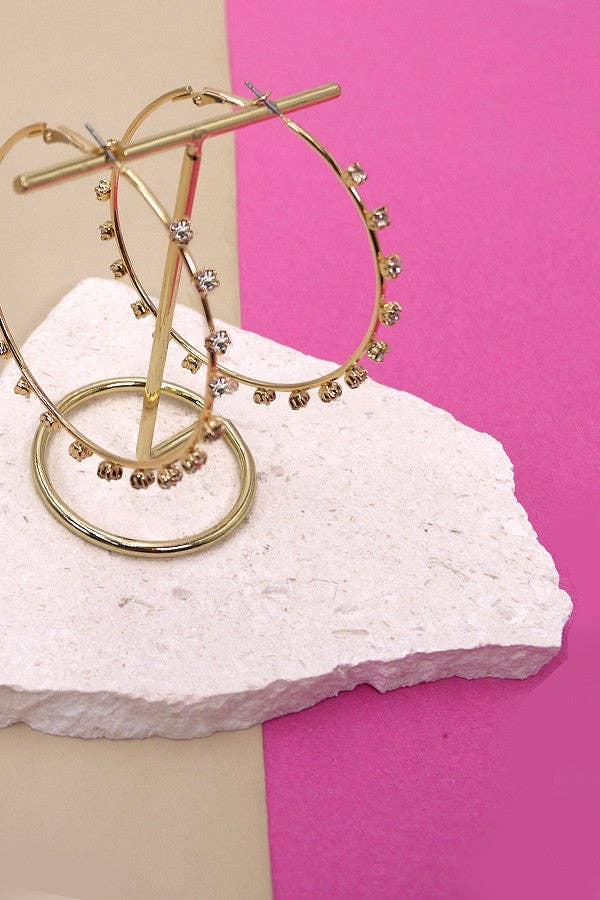 RHINESTONE LARGE HOOP EARRINGS  | 10E3051942