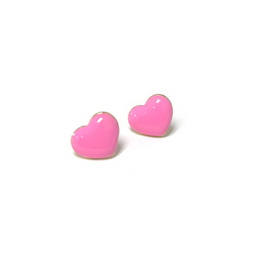 Cute Color Enamel Mini Love Heart Stud Earrings