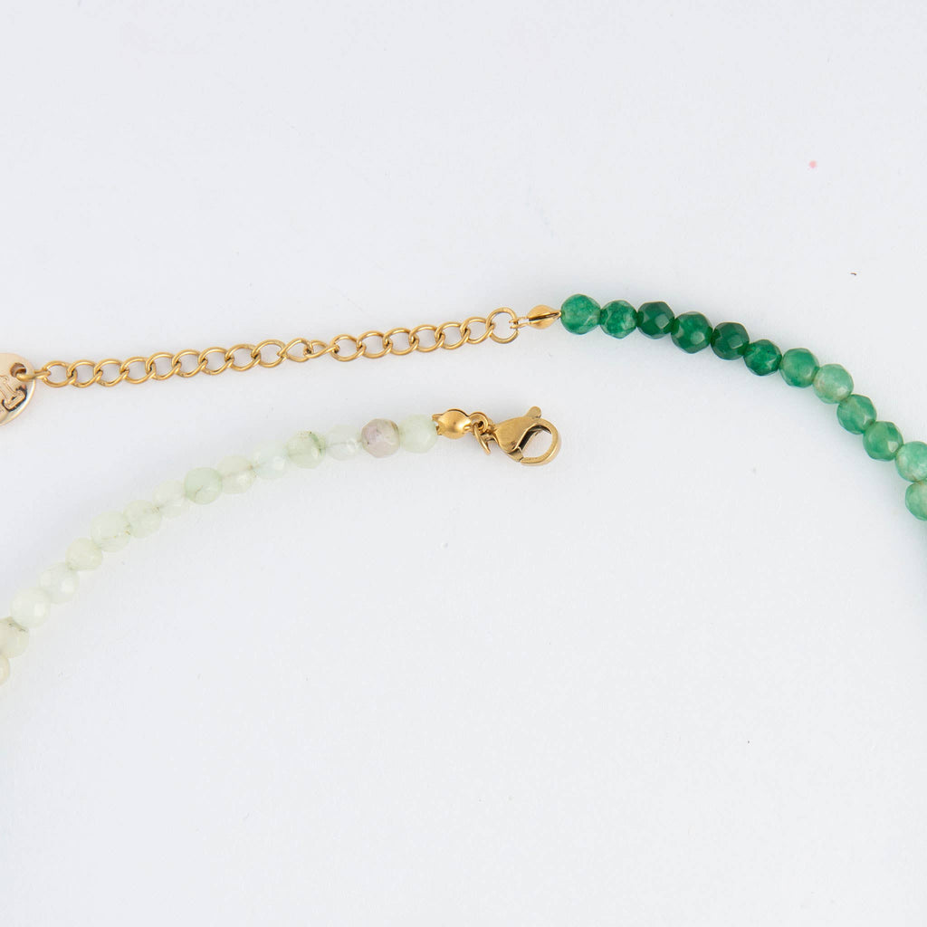 Maren Genuine Aventurine Stone Ombre 15" Beaded Necklace
