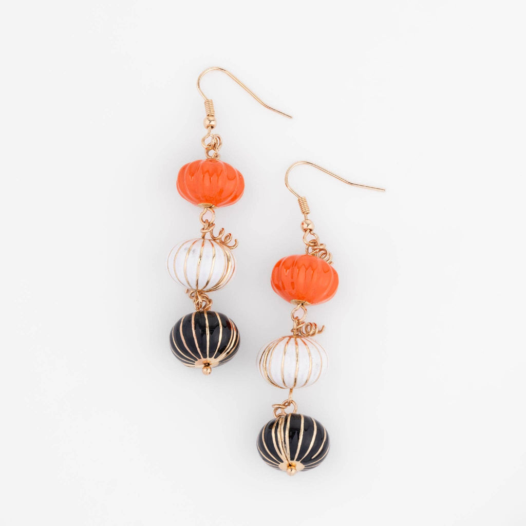 Halloween Linked Pumpkin Drop Earrings
