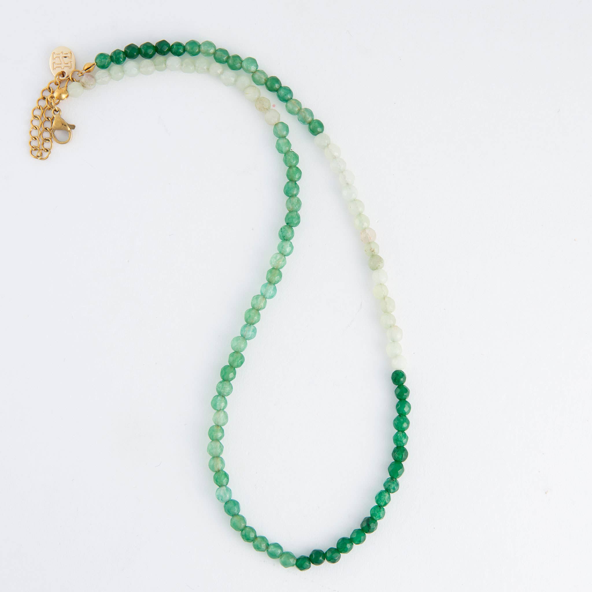 Maren Genuine Aventurine Stone Ombre 15" Beaded Necklace