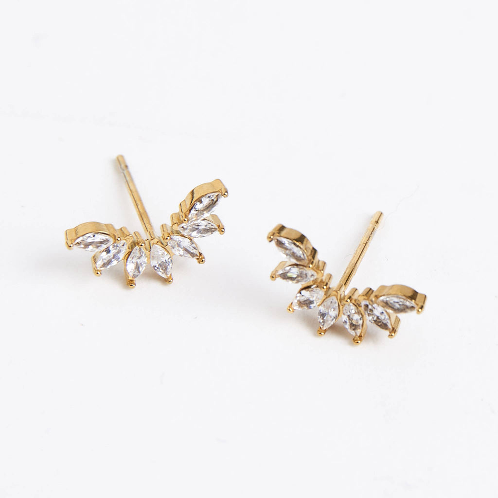 Waterproof Earrings Mini Crawler Studs with Cubic Zirconia