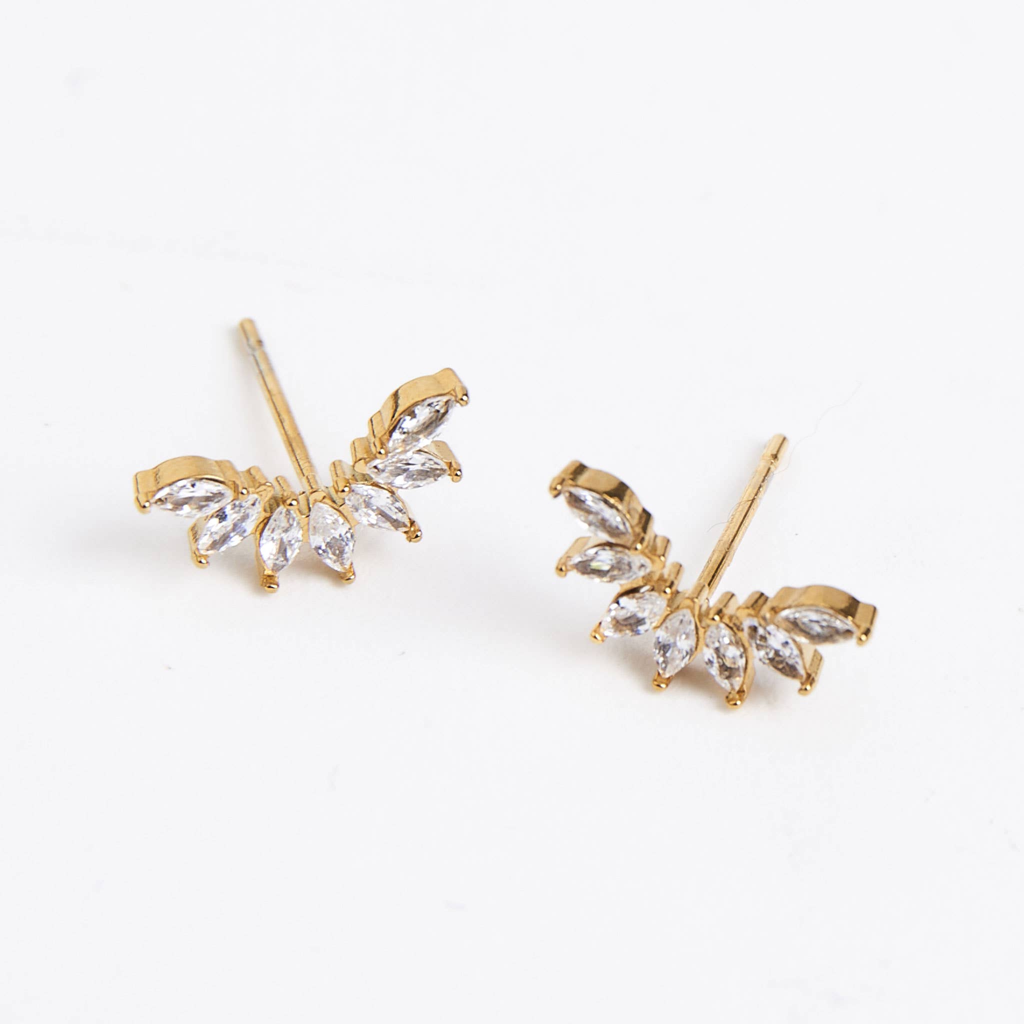 Waterproof Earrings Mini Crawler Studs with Cubic Zirconia