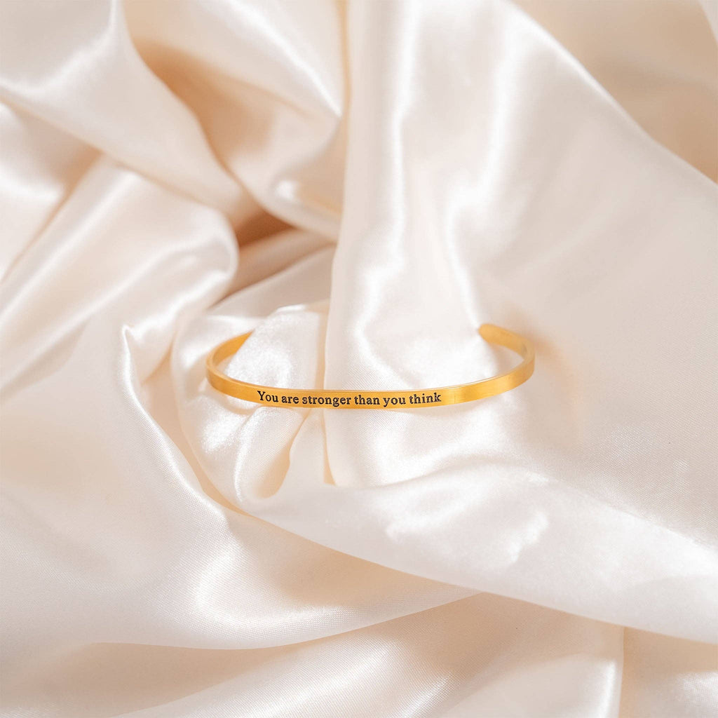 "You are stronger than you think" Engraved Bangle Bracelet