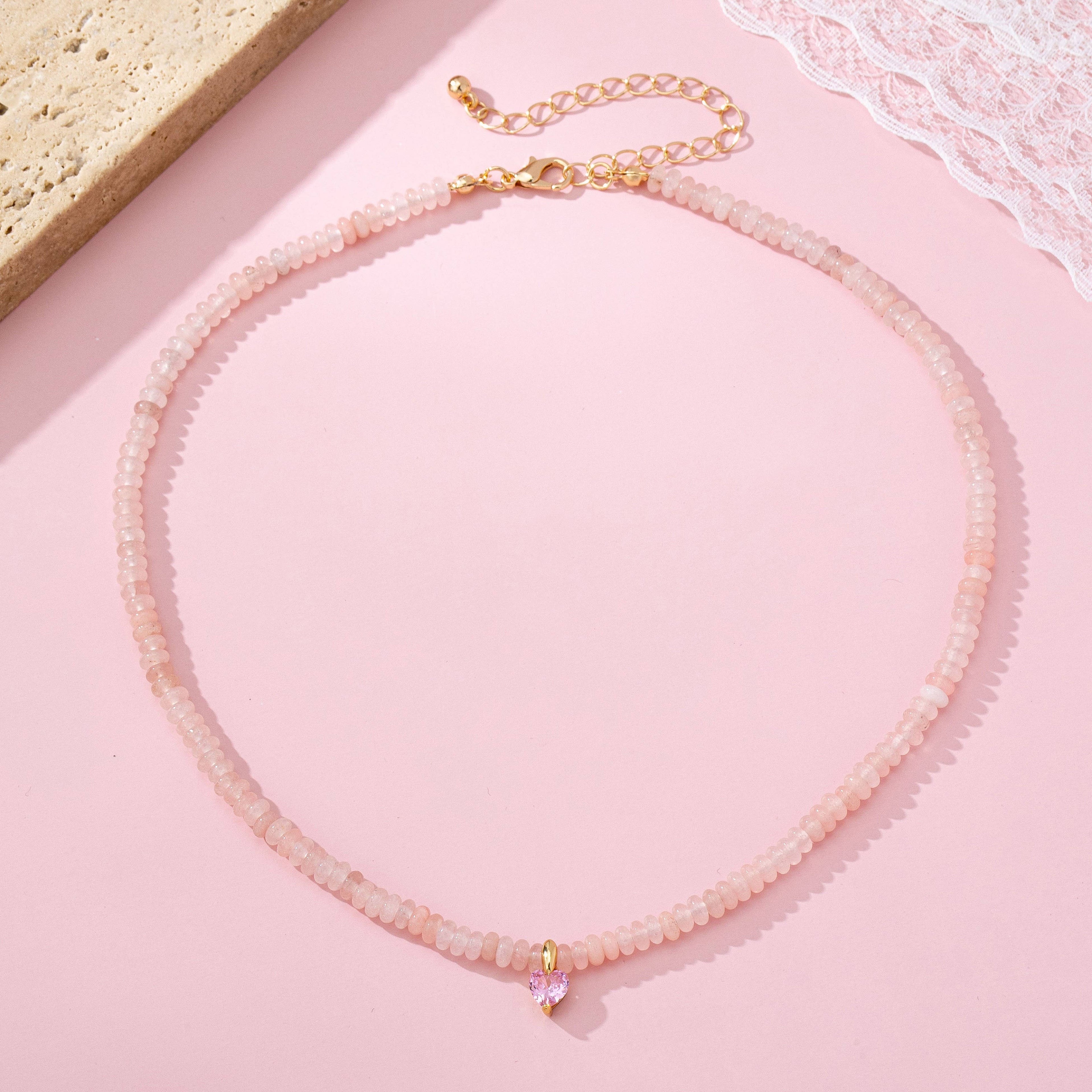 NATURAL SEMI PRECIOUS STONE BEADED CHARM NECKLACE | 80N92658