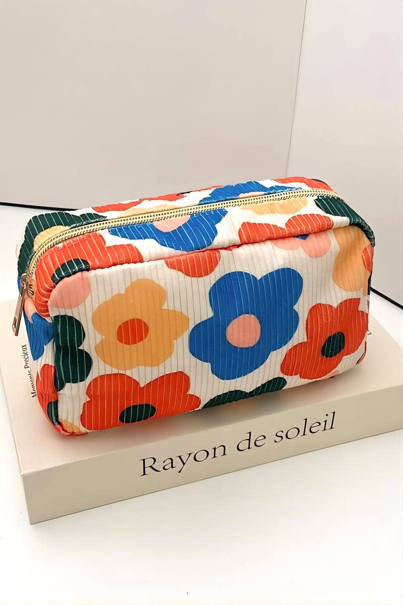 `.Corduroy cosmetic make up bag pouch