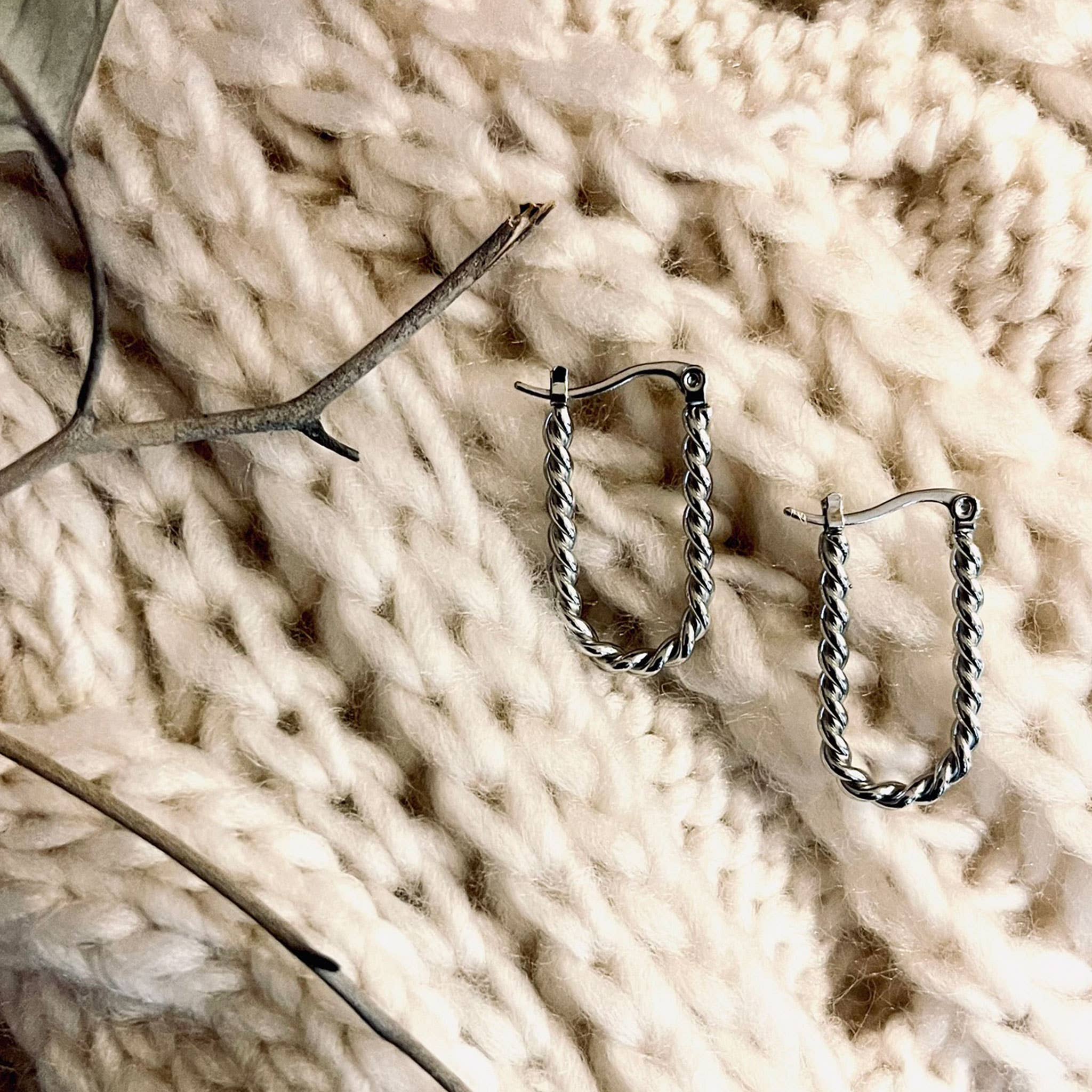 Narelle Waterproof Twisted Hoop Earrings